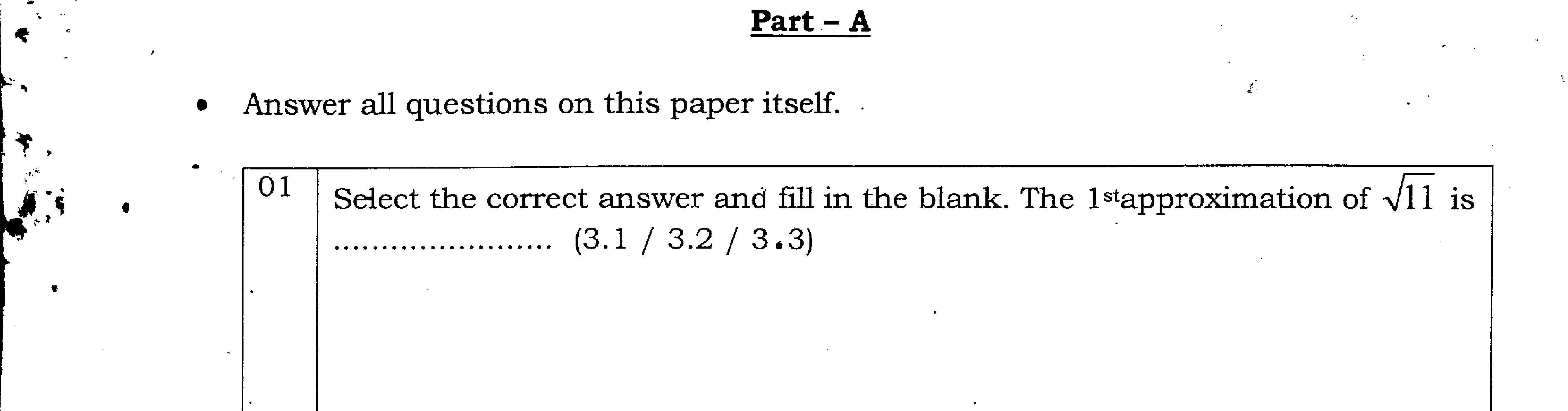 Paper I Part A Q1: Choose the first approximation of a square root