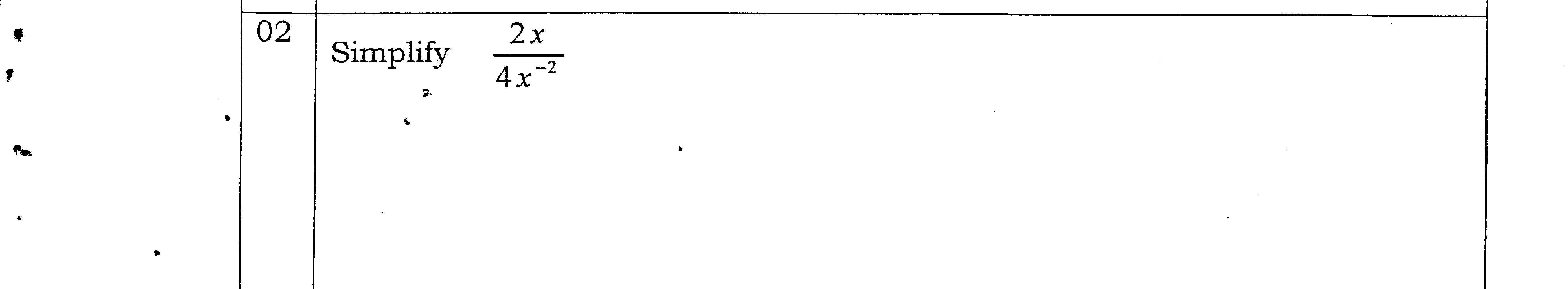 Paper I Part A Q2: Simplify a quotient with a negative index