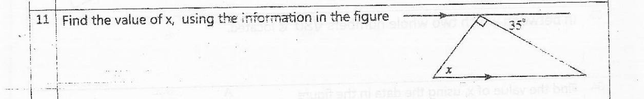 Paper I Part A Q11: Angle in a right triangle between two parallel lines