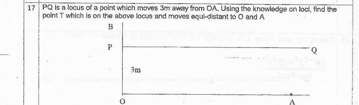 Paper I Part A Q17: Point on a parallel locus equidistant from two points