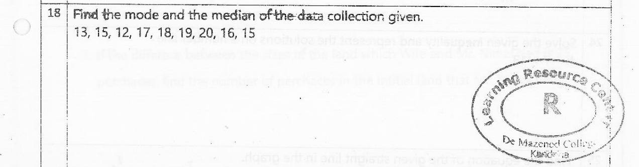 Paper I Part A Q18: Mode and median of a list of numbers