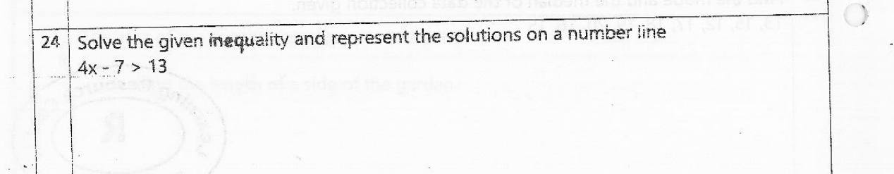Paper I Part A Q24: Solve a linear inequality and show it on a number line