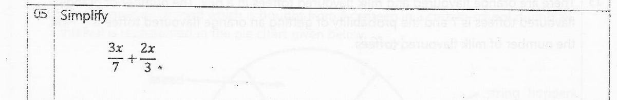 Paper I Part A Q5: Add two algebraic fractions with numeric denominators