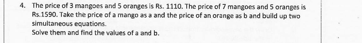 Paper II Part A Q4: Simultaneous equations for fruit prices