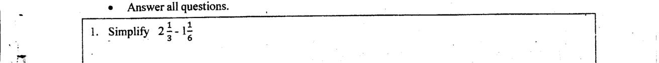Paper I Part A Q1: Subtract two mixed numbers