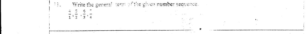 Paper I Part A Q11: General term of a sequence of fractions