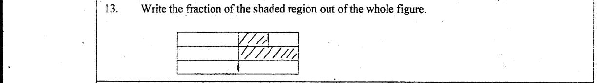 Paper I Part A Q13: Fraction of a figure that is shaded
