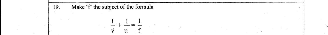 Paper I Part A Q19: Make a variable the subject of a reciprocal formula