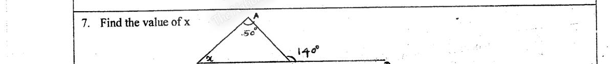 Paper I Part A Q7: Interior angle from an exterior angle of a triangle