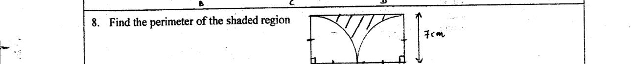 Paper I Part A Q8: Perimeter of a region bounded by a side and two quarter arcs