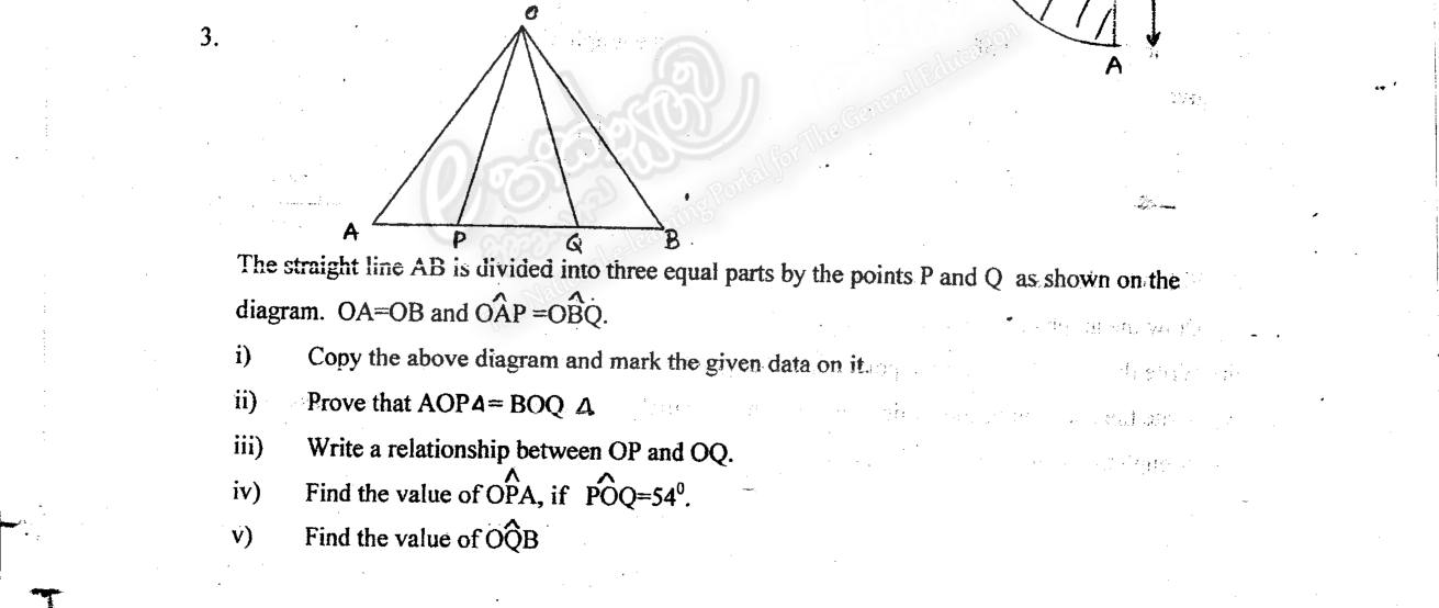 Paper I Part B Q3: Congruent triangles on a divided base; isosceles angle calculations