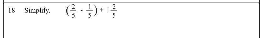 Paper I Part A Q18: Simplify a fraction expression with brackets