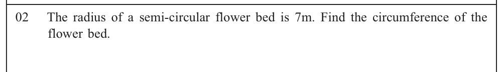 Paper I Part A Q2: Perimeter of a semicircular flower bed