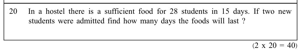 Paper I Part A Q20: How long food lasts with more students