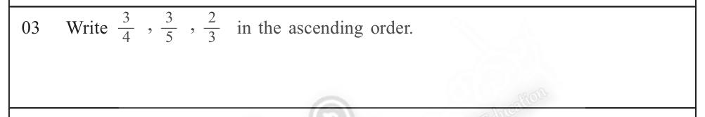 Paper I Part A Q3: Order three fractions