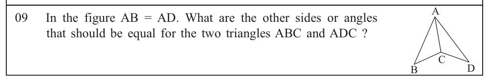 Paper I Part A Q9: Extra equal parts needed for two triangles to be congruent