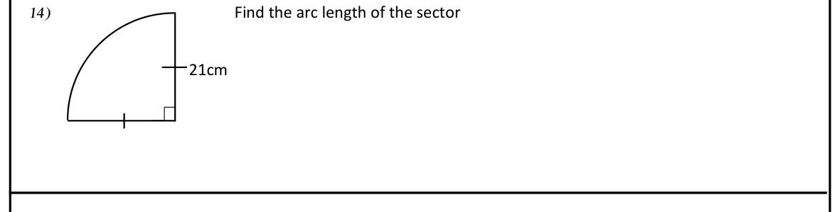 Paper I Part I Q14: Arc length of a quarter-circle sector