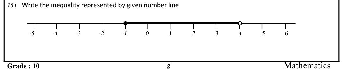 Paper I Part I Q15: Write the inequality shown on a number line