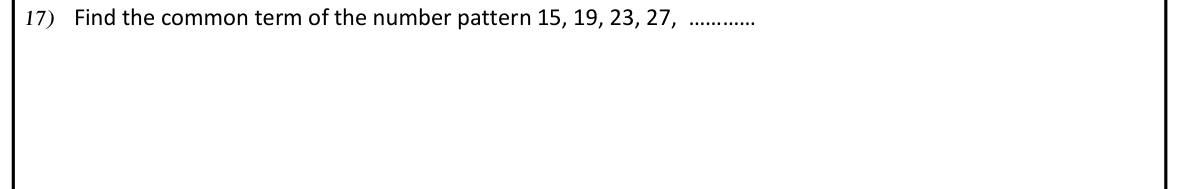 Paper I Part I Q17: General term of a linear number pattern