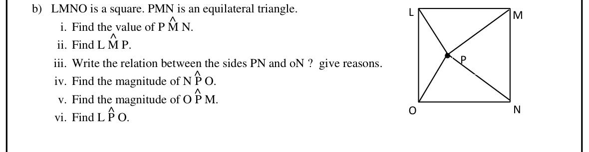 Paper I Part II Q5(b): Angles from a square and an equilateral triangle; isosceles reasoning