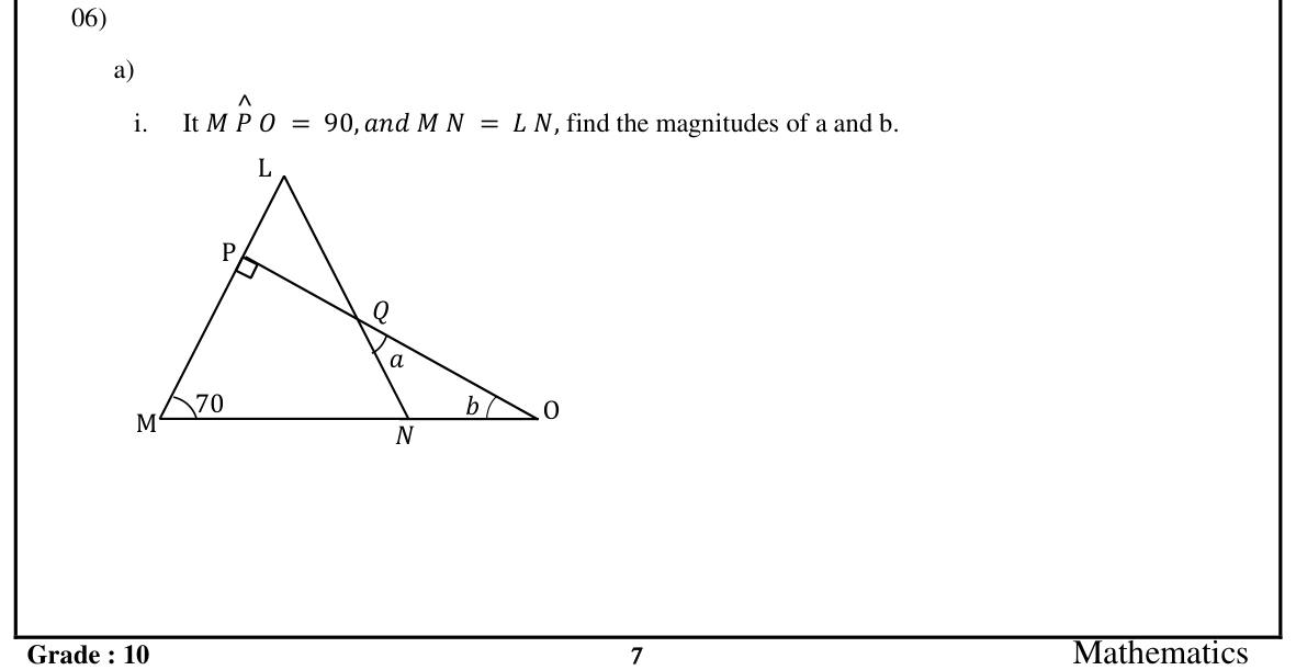 Paper I Part II Q6(a): Unknown angles using angle sums and isosceles triangles