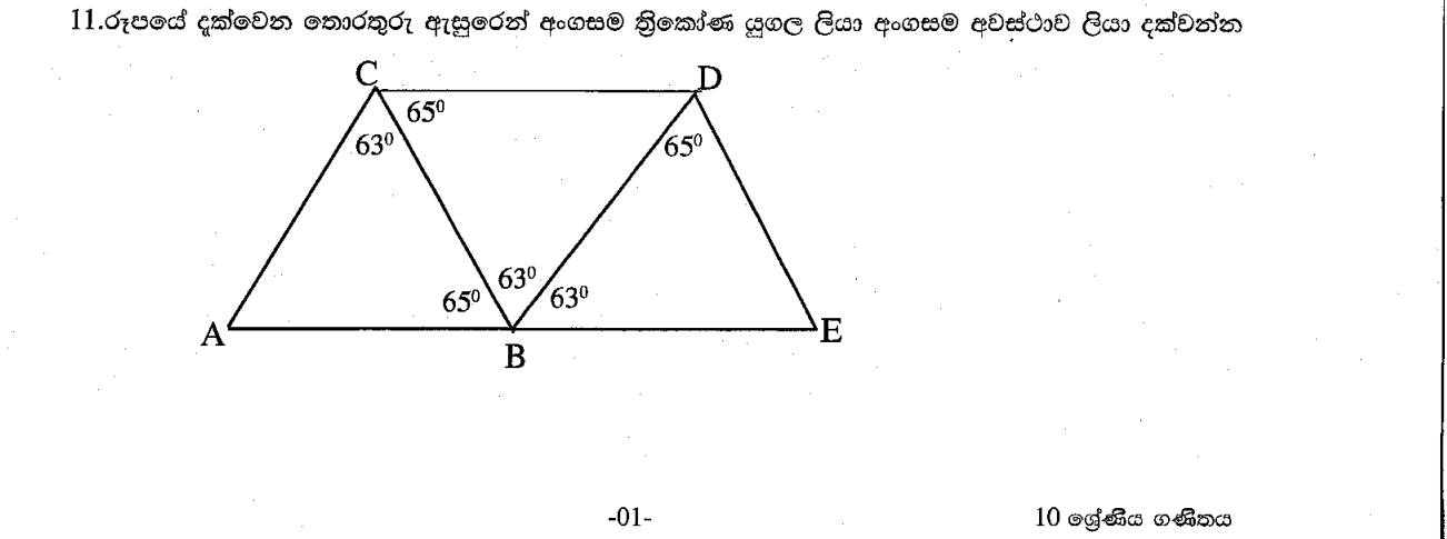 Paper I Part A Q11: Identify a congruent pair of triangles and the case