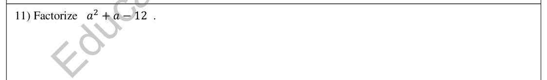 Paper I Part A Q11: Factorise a trinomial quadratic expression