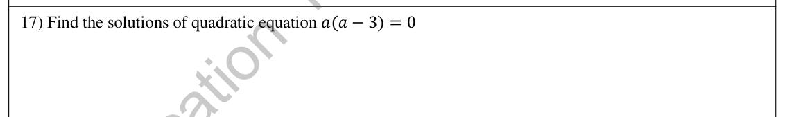 Paper I Part A Q17: Solve a quadratic equation in factorised form