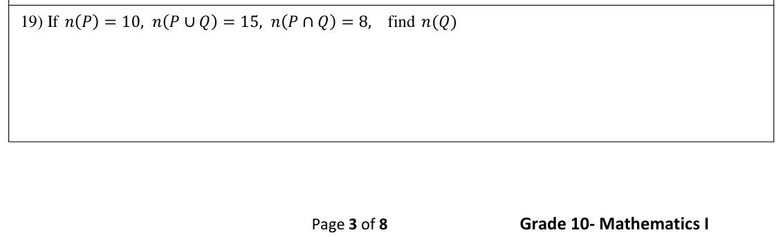 Paper I Part A Q19: Number in Q from union and intersection counts