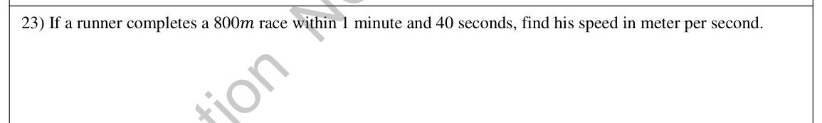 Paper I Part A Q23: Average speed in metres per second