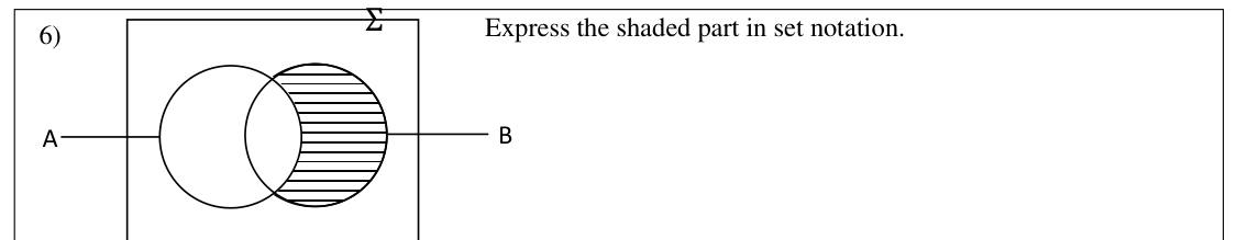 Paper I Part A Q6: Write a shaded Venn region in set notation