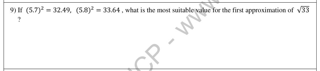 Paper I Part A Q9: First approximation of a square root using given squares