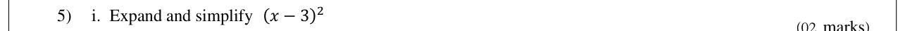 Paper II Part A Q5(i): Expand the square of a binomial