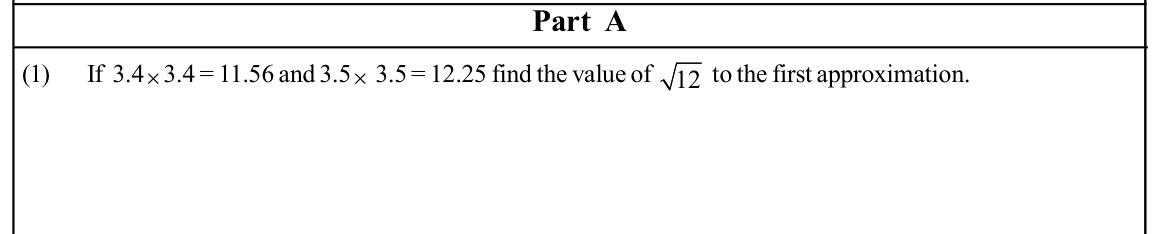 Paper I Part A Q1: First approximation of a square root using given squares