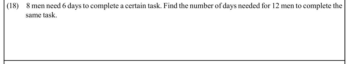 Paper I Part A Q18: Days needed when the number of workers changes