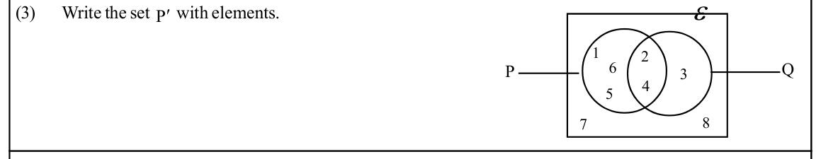 Paper I Part A Q3: List the complement of a set from a Venn diagram