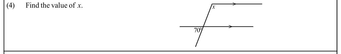 Paper I Part A Q4: Angles formed by parallel lines and a transversal