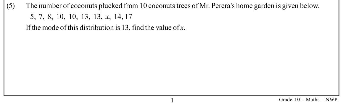 Paper I Part A Q5: Missing value from a given mode