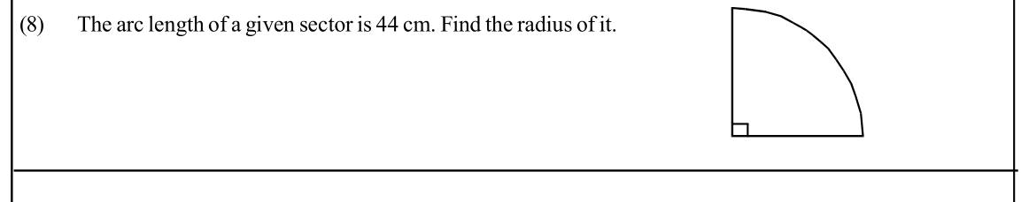 Paper I Part A Q8: Radius of a quarter circle from its arc length