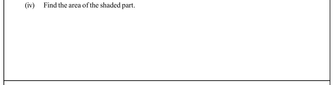 Paper I Part B Q2(iv): Area of a shaded composite region with a sector