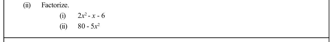 Paper II Part A Q4(b): Factorise a trinomial and a difference of two squares