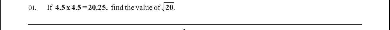 Paper I Part A Q1: First approximation of a square root using given squares