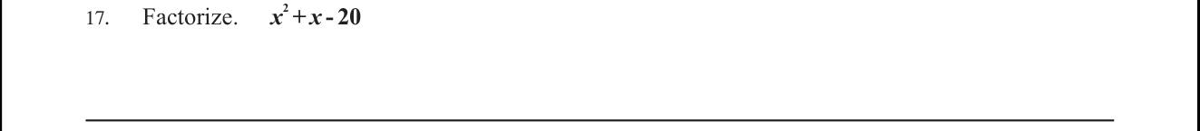 Paper I Part A Q17: Factorise a trinomial quadratic expression