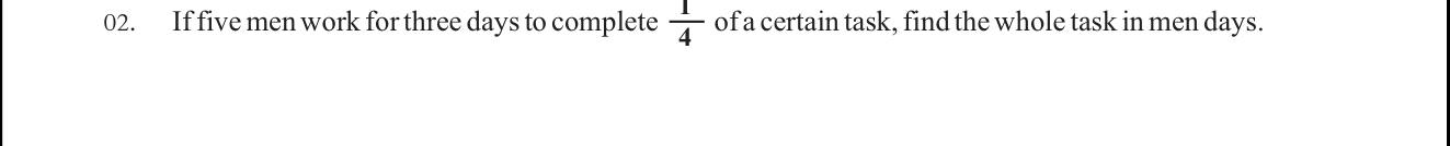 Paper I Part A Q2: Whole task in man-days from work done on a fraction