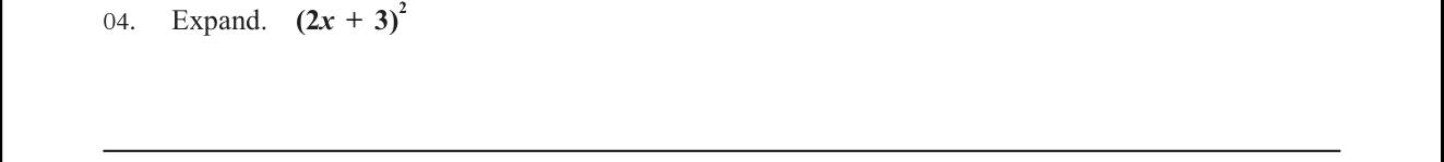 Paper I Part A Q4: Square a binomial expression