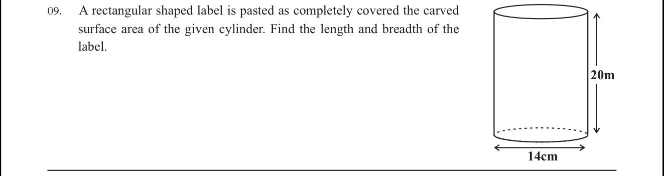 Paper I Part A Q9: Dimensions of the label covering a cylinder's curved surface