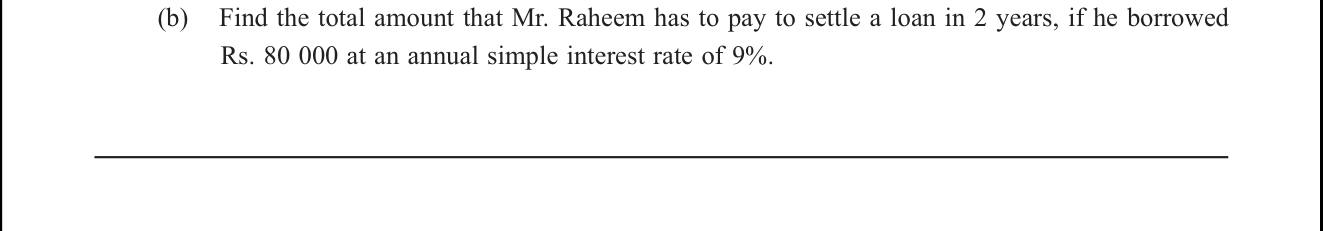 Paper II Part A Q1(b): Total repayment on a simple-interest loan