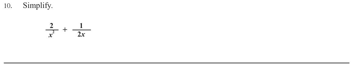 Paper I Part A Q10: Add two algebraic fractions