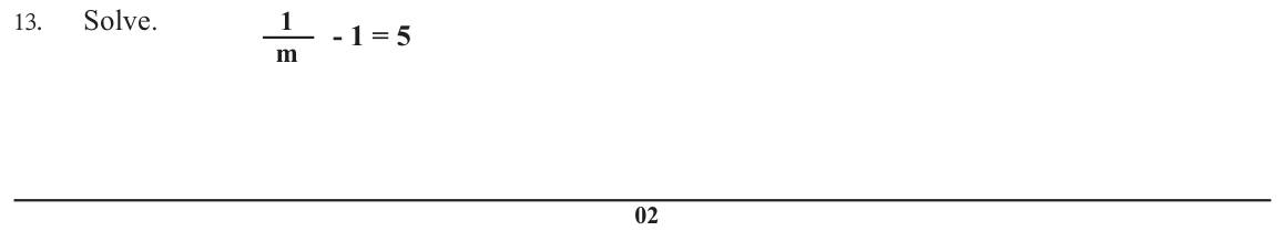 Paper I Part A Q13: Solve an equation with an unknown in a denominator