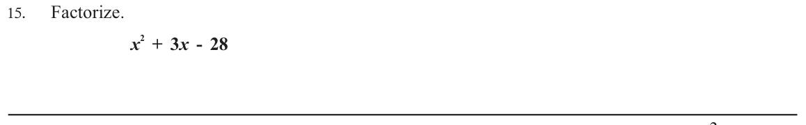 Paper I Part A Q15: Factorise a trinomial quadratic expression